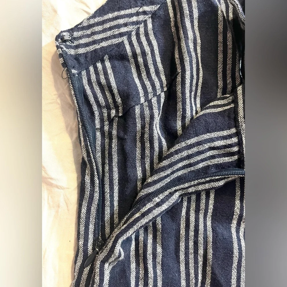 LOFT Striped Navy and White Women's Tank Top w Button Straps Size 0 Petite NWT - Picture 12 of 13